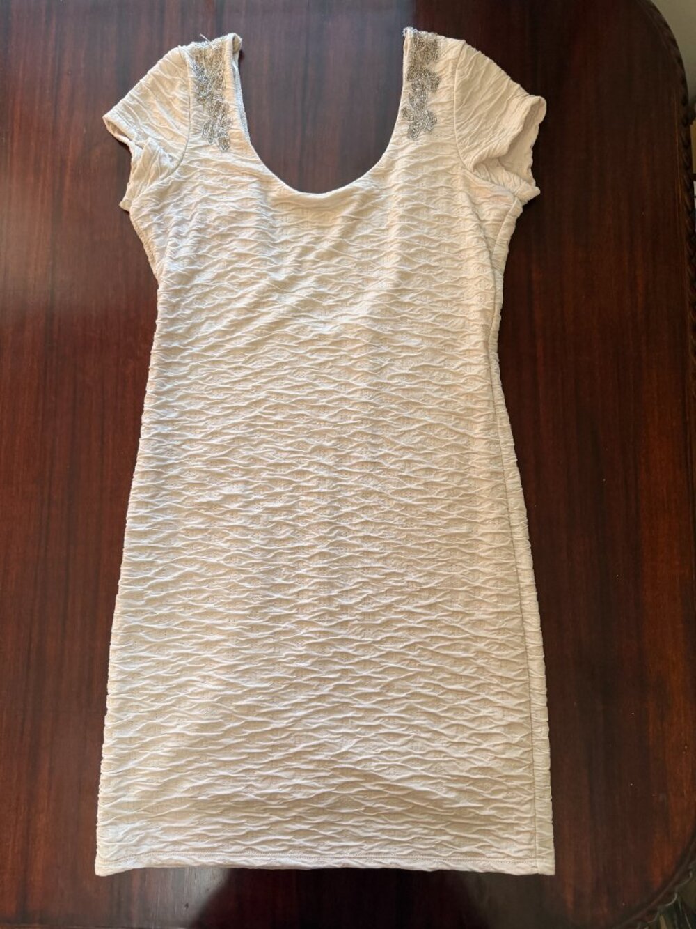 Free People Bringing Sexy Back Dress Ivory Beaded Textured Mini S/P